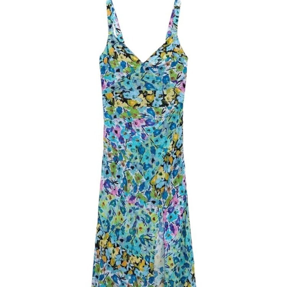 ZARA FLORAL PRINT DRESS MULTICOLOURED SIZE  S | 2587/061/330